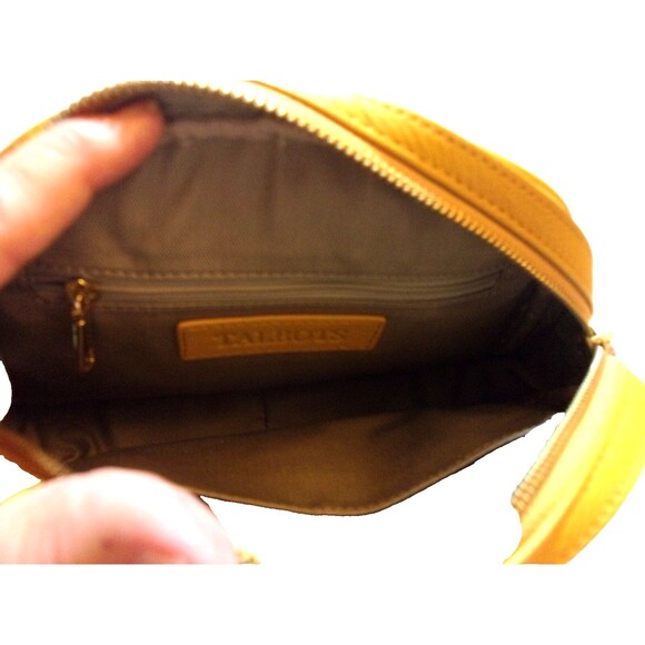 Talbots Dome Shaped Golden Yellow Crossbody Bag Adjustable Strap Leather - Picture 6 of 7